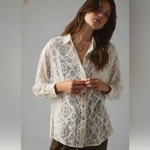 Anthropologie Pilcro lace button up shirt